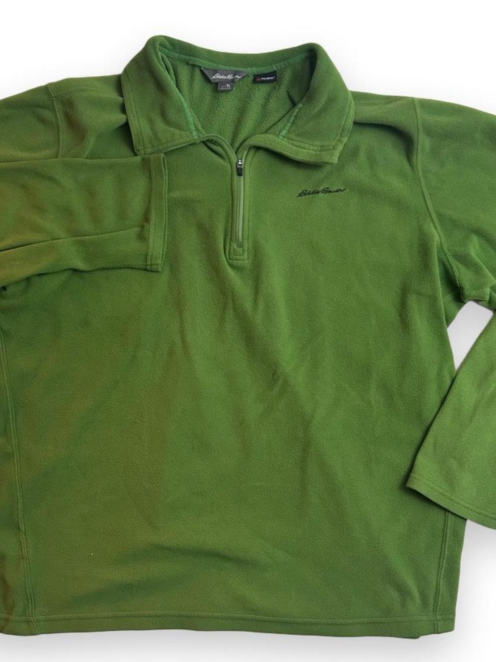 Eddie Bauer Men’s Tall Large TL Green Polartec Fleece 1/4 Zip Pullover